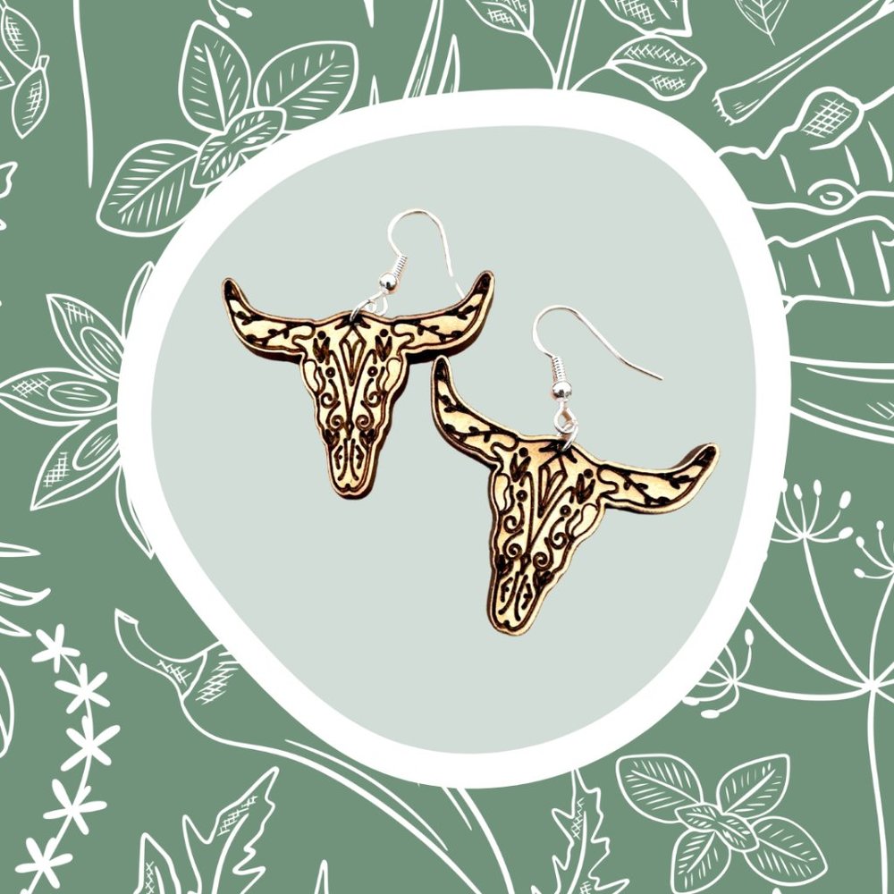 NEW Western Cow Skull Earrings